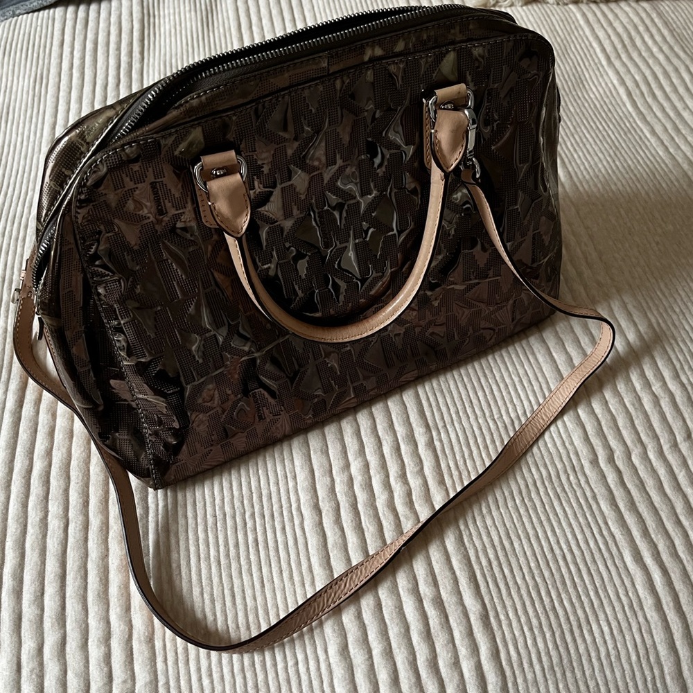 Michael Kors Silver Metallic Mirror Satchel Bag